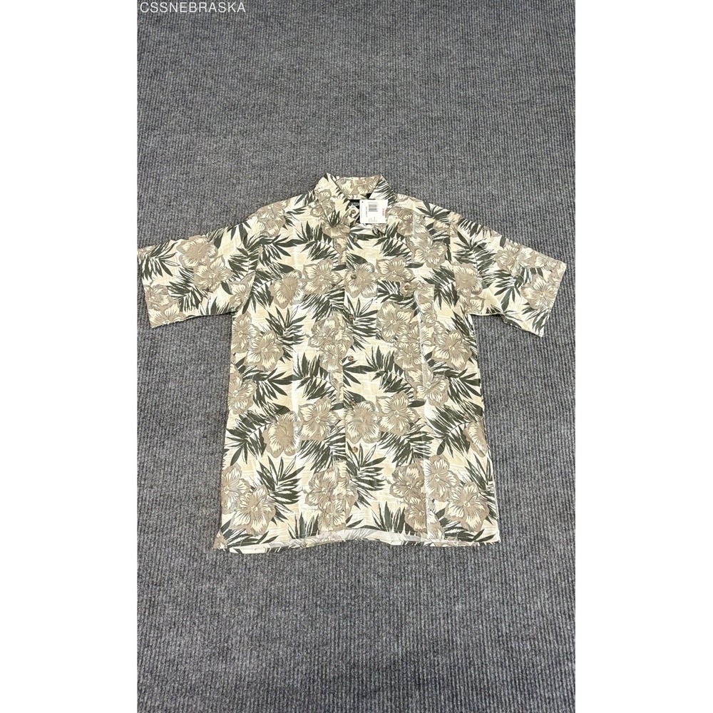 Puritan Men's Green Tan Tropical Floral Viscose Rayon Hawaiian Shirt NWT Sz S